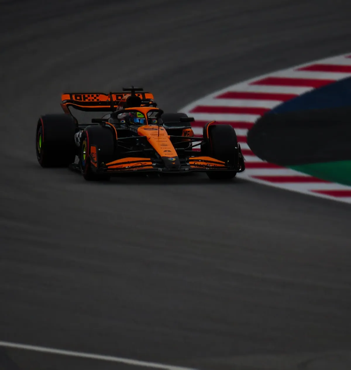 McLaren's Oscar Piastri taking on the La Caixa turn during the 2024 Spanish Grand Prix.